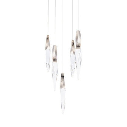 Kindjal LED Multi Light Pendant Light in Polished Nickel (5-Light).