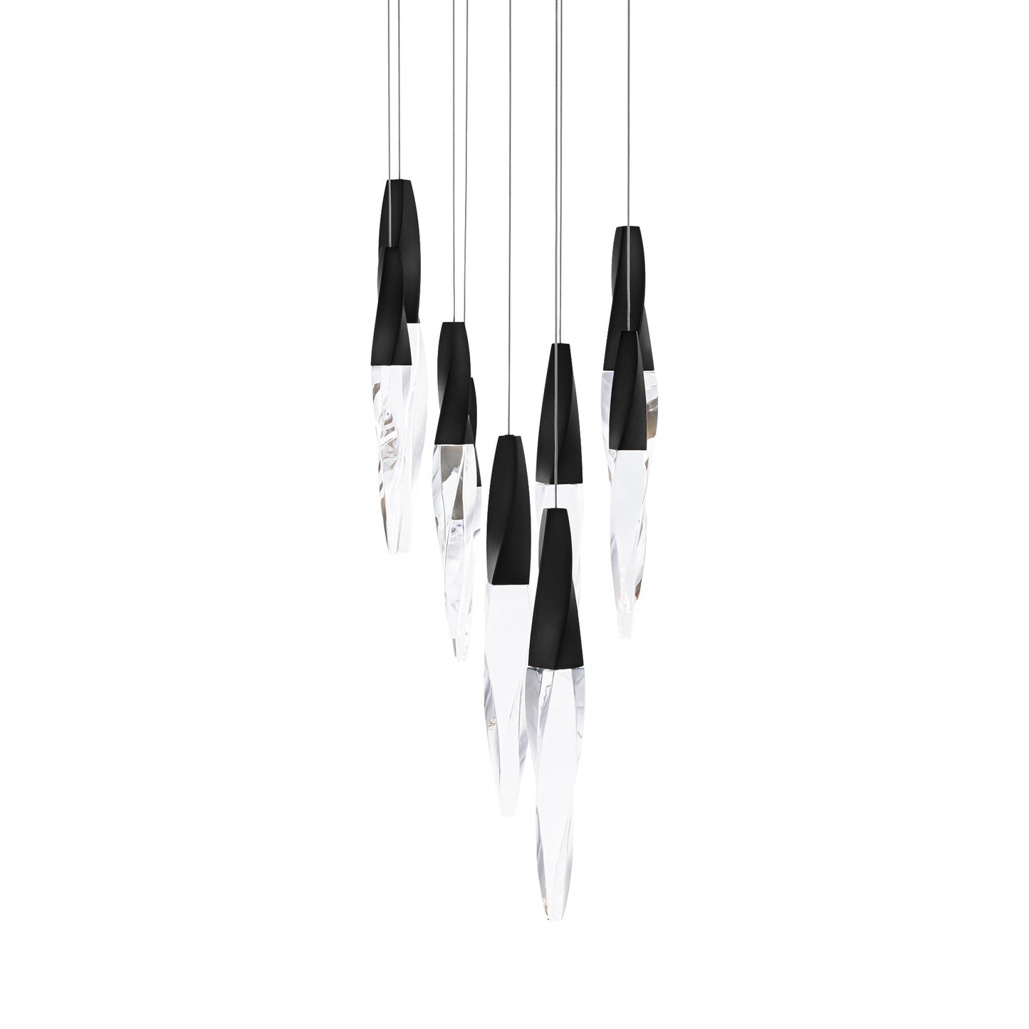 Kindjal LED Multi Light Pendant Light in Black (9-Light).