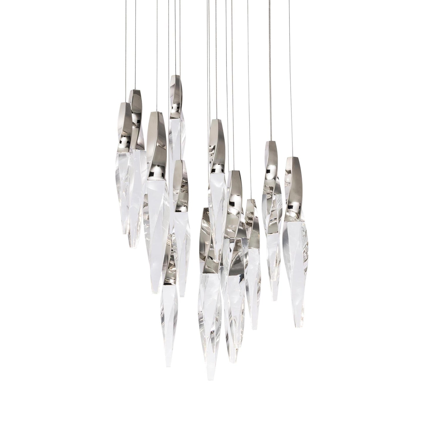 Kindjal LED Multi Light Pendant Light in Polished Nickel (15-Light).