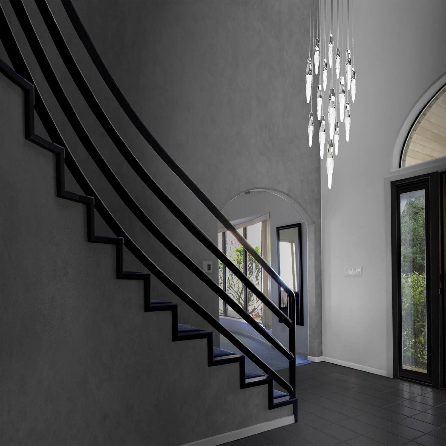 Kindjal LED Multi Light Pendant Light in hallway.