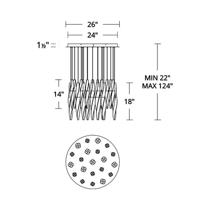 Kindjal LED Multi Light Pendant Light - line drawing.