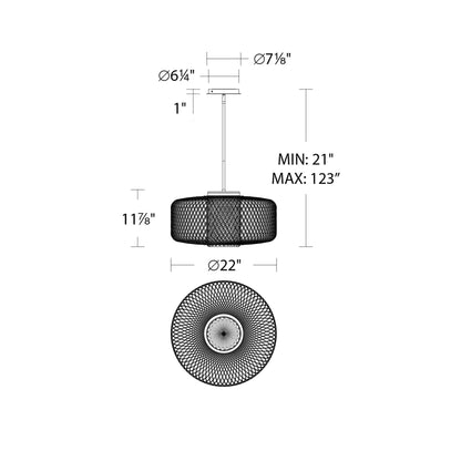 Kodo LED Pendant Light - line drawing.