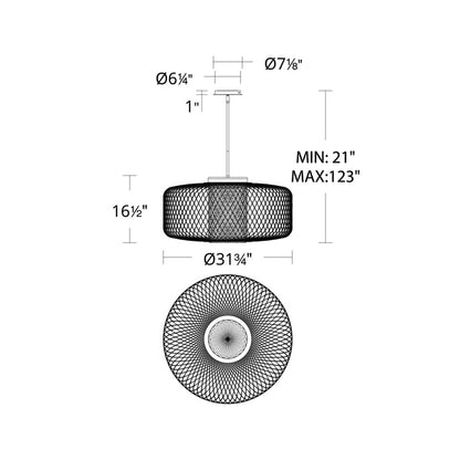 Kodo LED Pendant Light - line drawing.