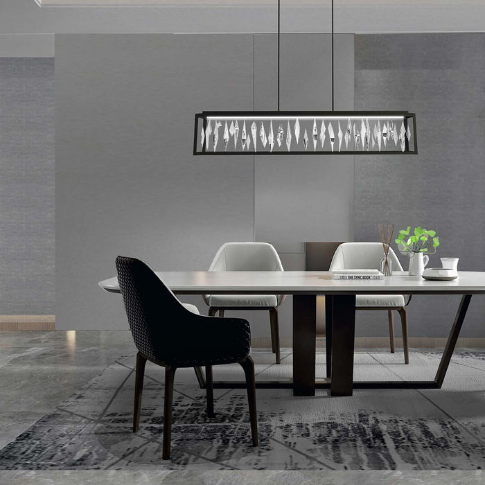 Mirage LED Linear Pendant Light in dining room.