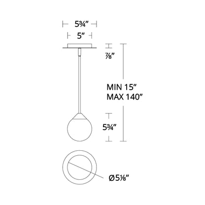 Quest LED Mini Pendant Light - line drawing.