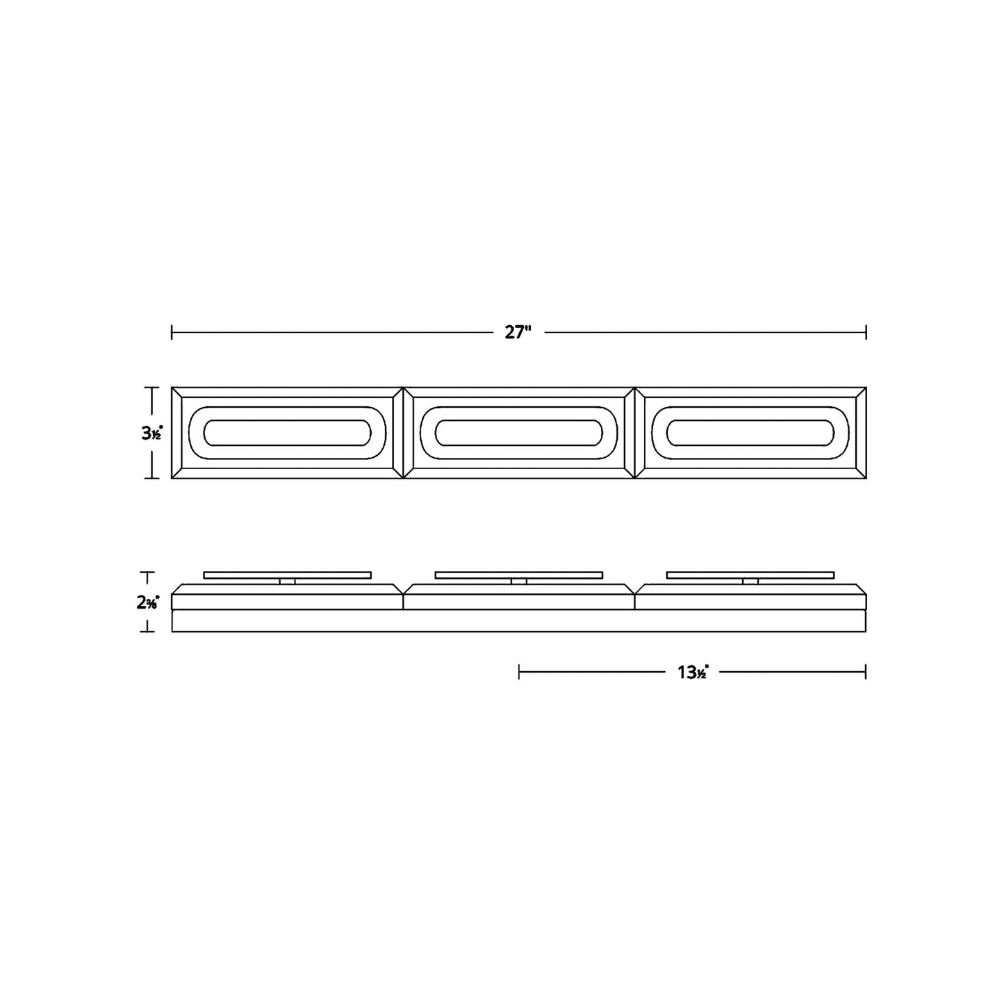 Soiree LED Vanity Wall Light - line drawing.