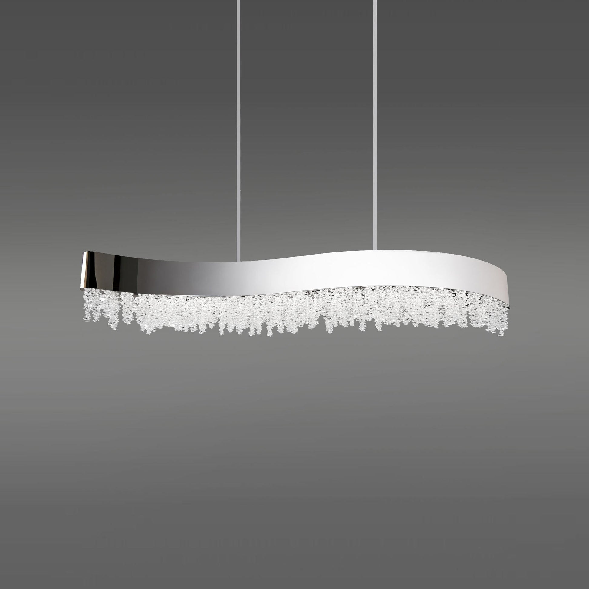 Soleil Linear LED Pendant Light in Polish Nikel.