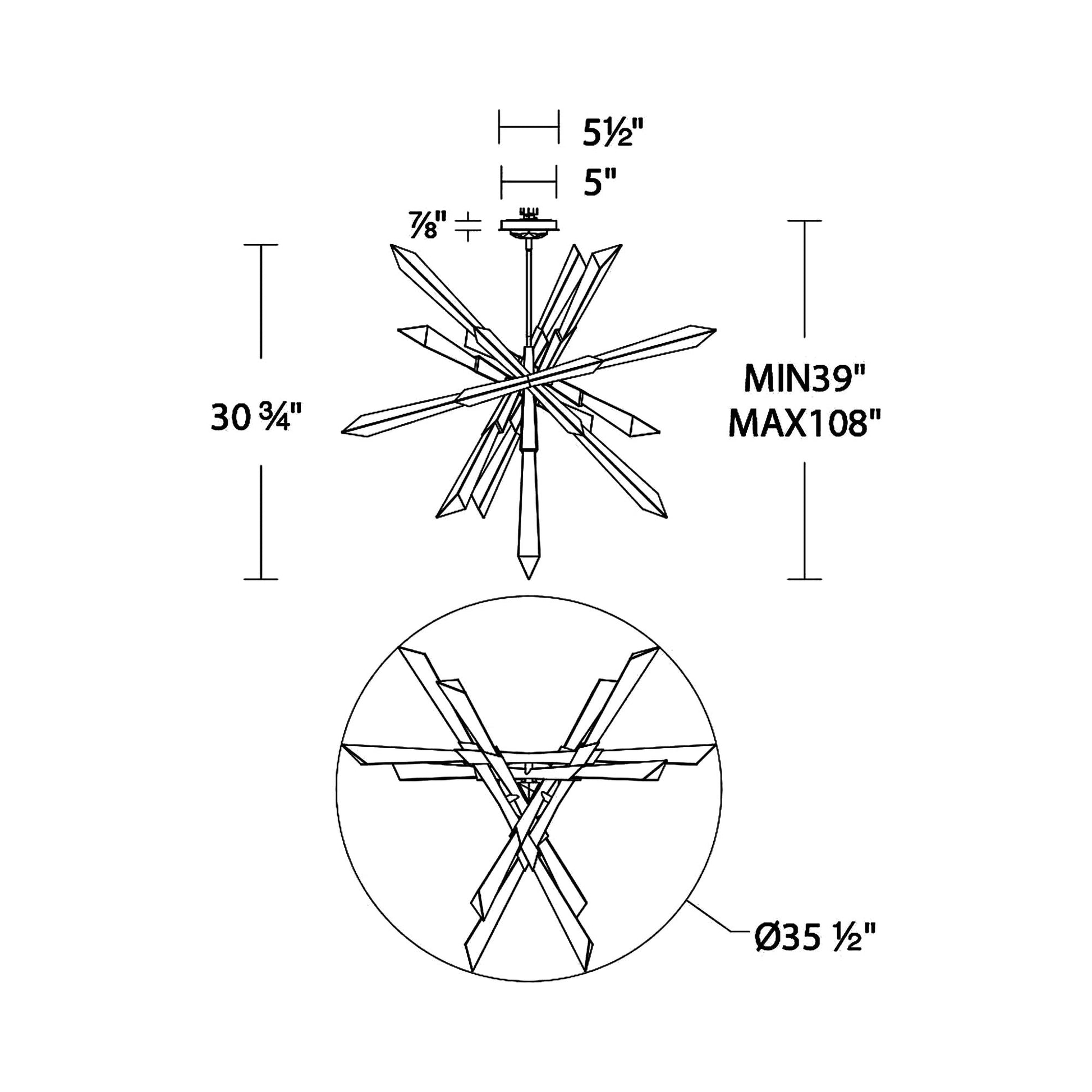 Solitude LED Pendant Light - line drawing.