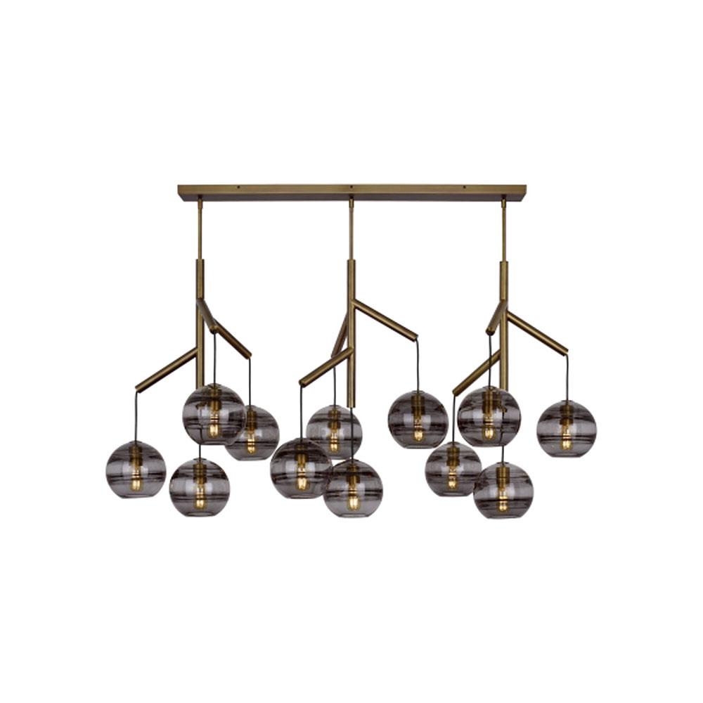 Sedona Triple Chandelier in Aged Brass (Transparent Smoke).