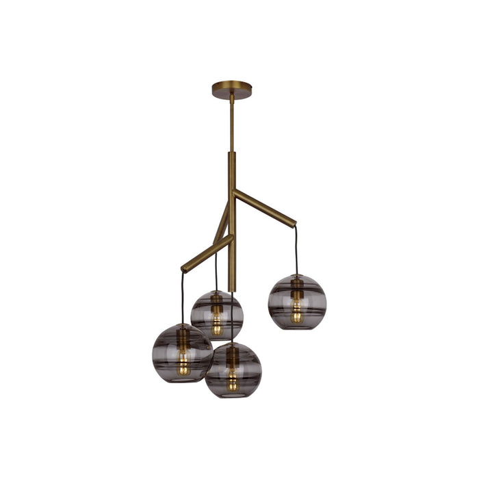Sedona Multi Light Pendant Light in Transparent Smoke/Aged Brass.