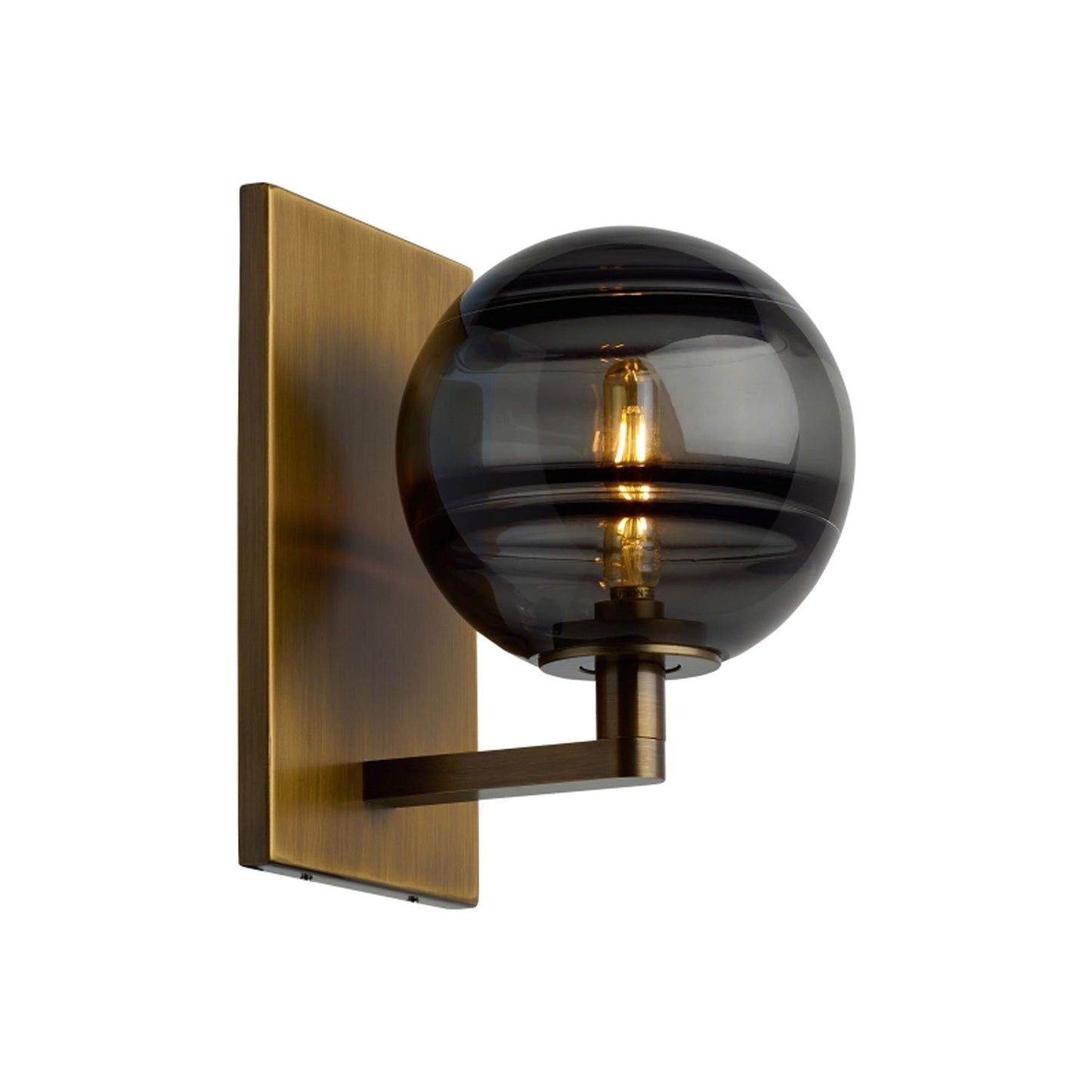 Sedona Wall Light in Transparent Smoke/Aged Brass.