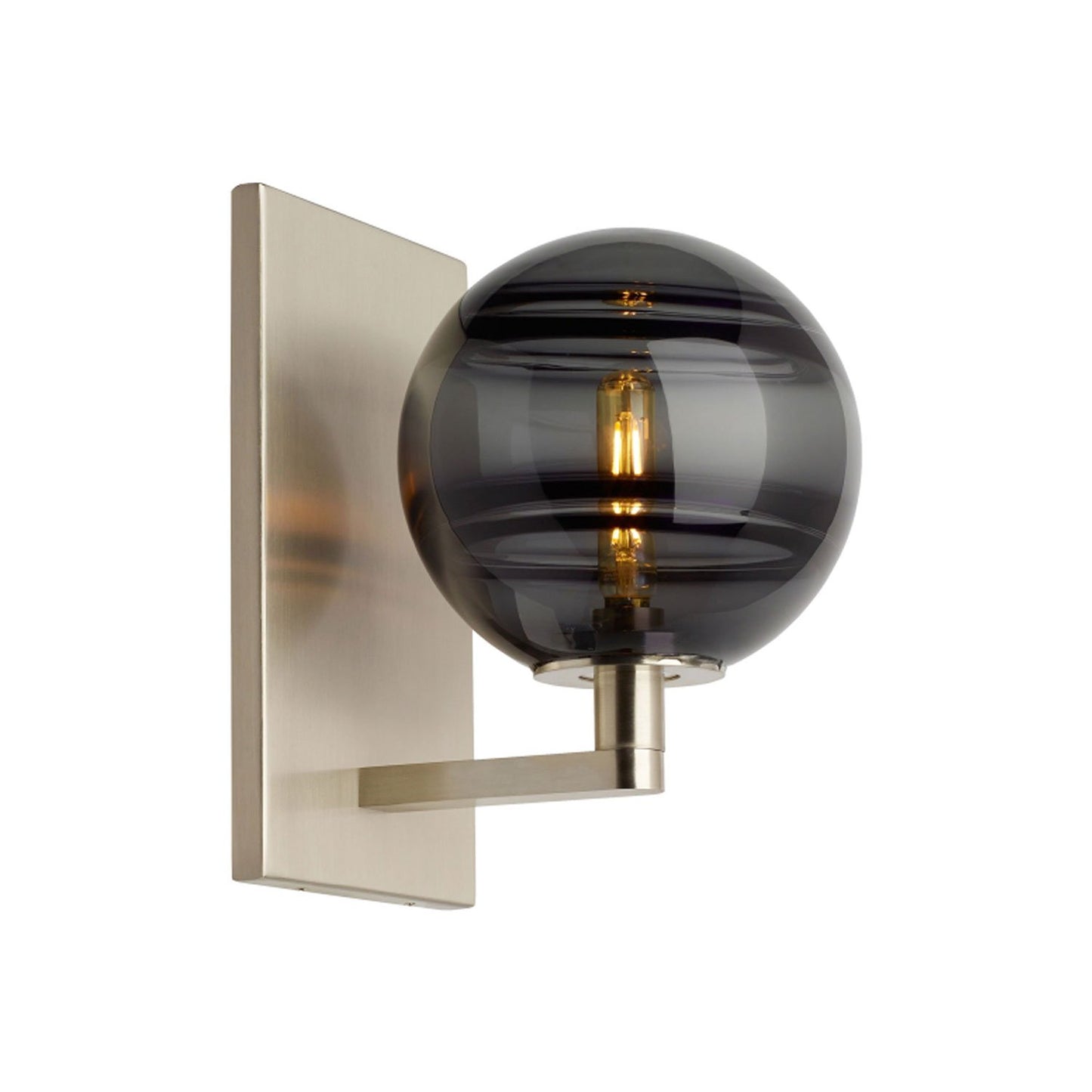 Sedona Wall Light in Transparent Smoke/Satin Nickel.