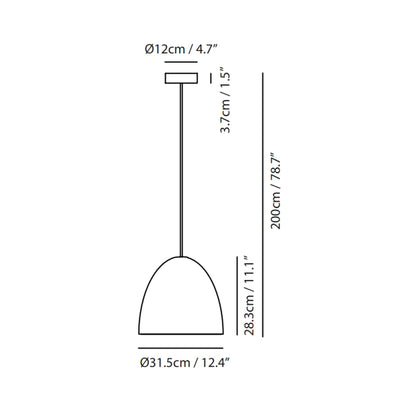 Castle Pendant Light - line drawing.