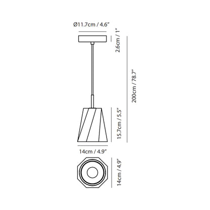 Castle Swing Pendant Light - line drawing.