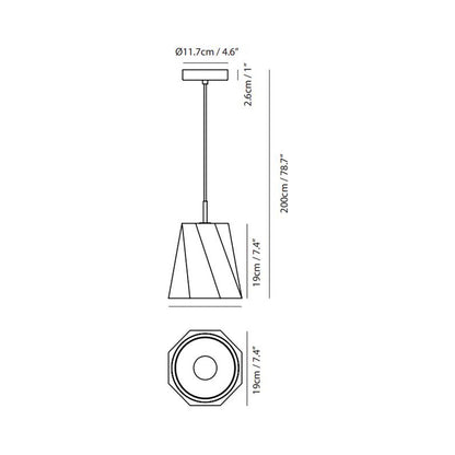 Castle Swing Pendant Light - line drawing.