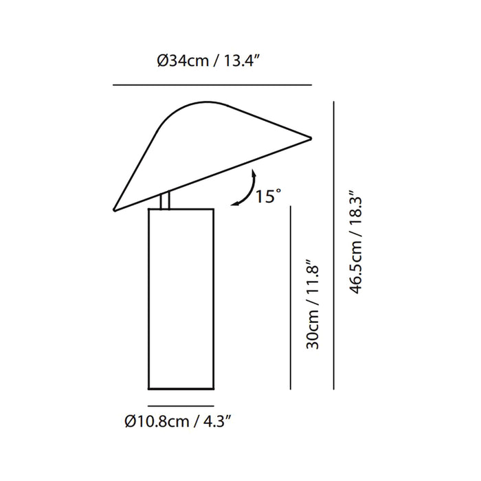 Damo Simple Table Lamp - line drawing.