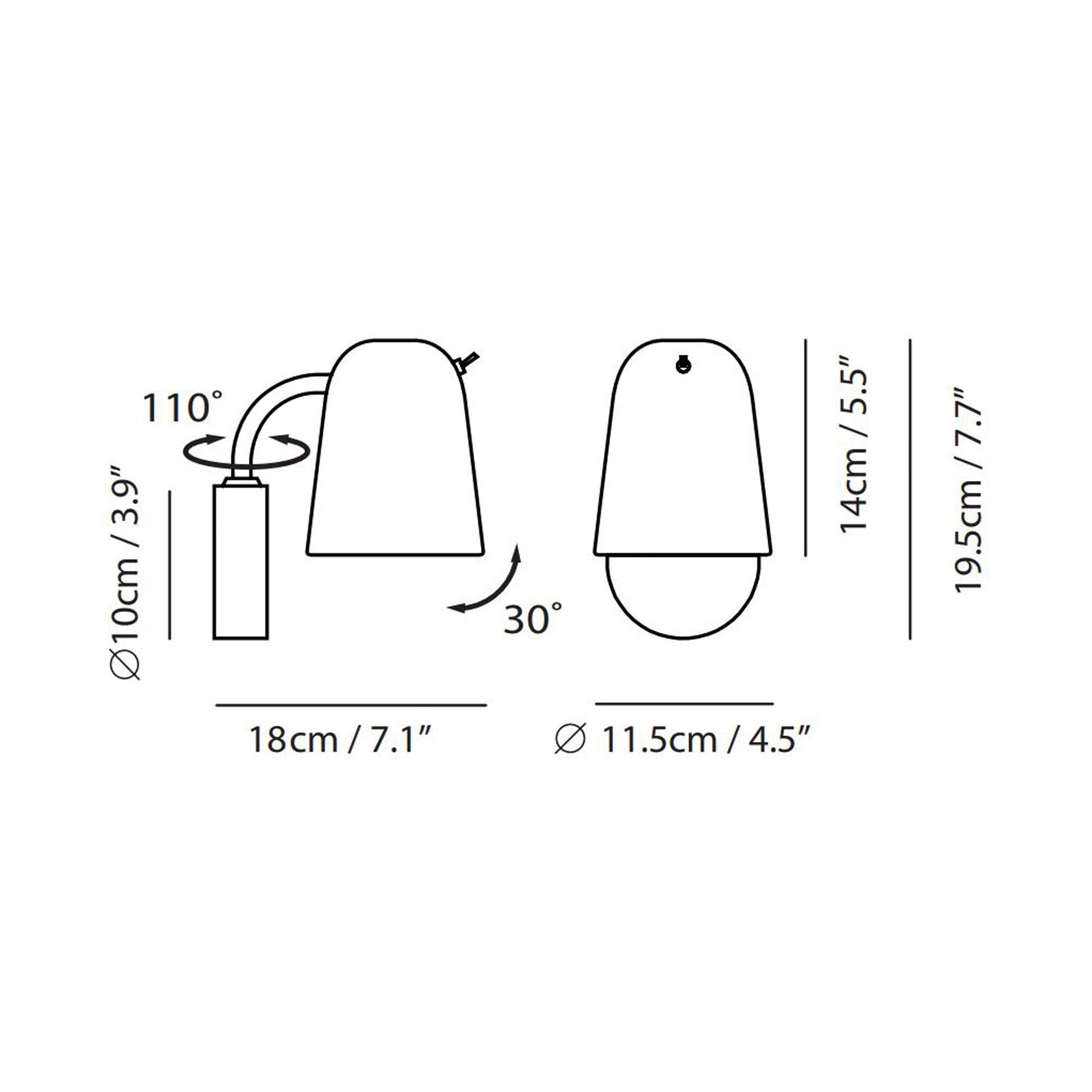 Dobi Wall Light - line drawing.