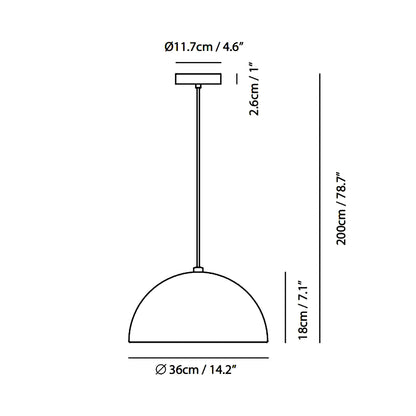 Dome Pendant Light - line drawing.