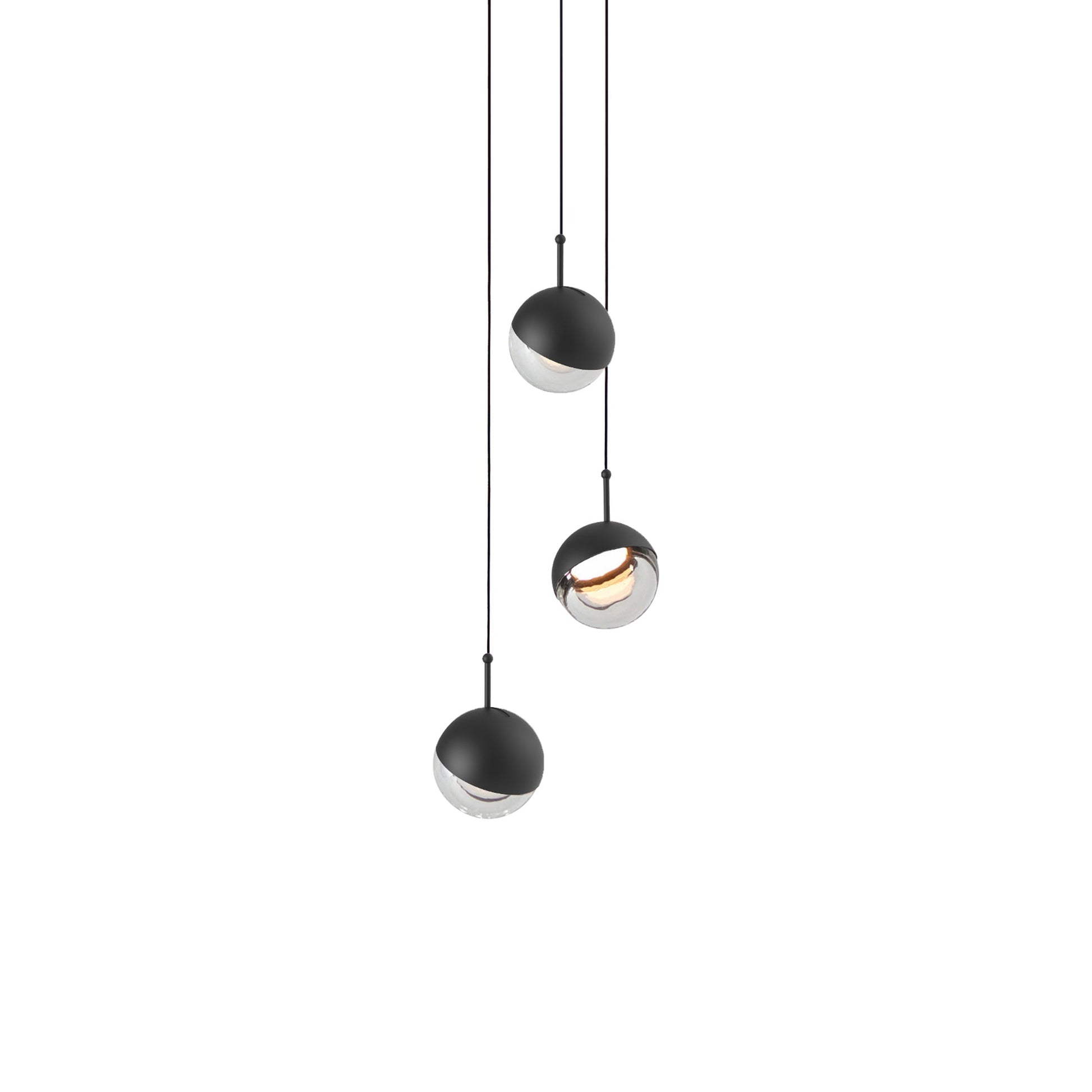 Dora LED Multi Light Pendant Light in Black (3-Light).