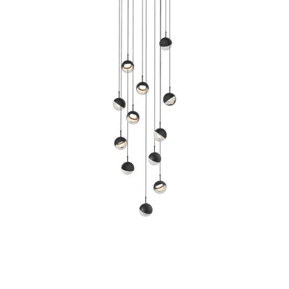 Dora LED Multi Light Pendant Light in Black (12-Light).