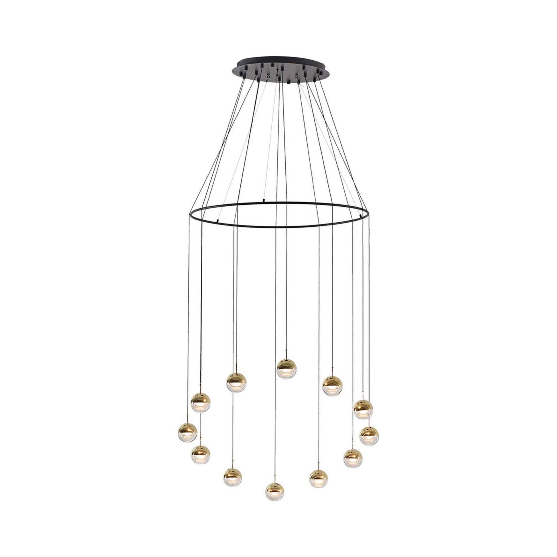 Dora LED Multi Light Ring Pendant Light in Brass.