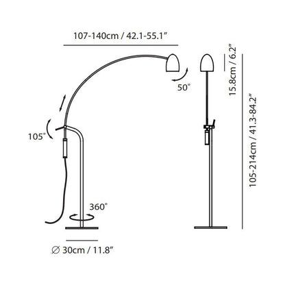 Hercules LED Floor Lamp - line drawing.