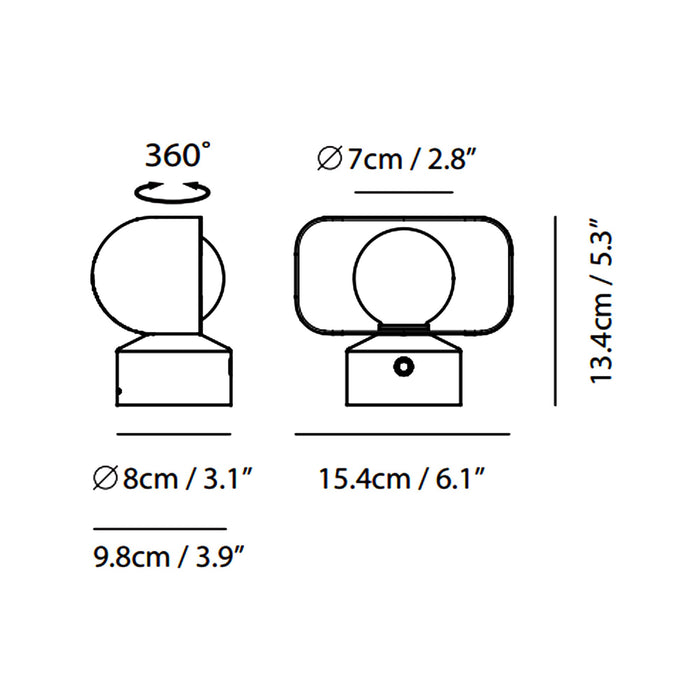 Hoodie LED Cordless Table Lamp - line drawing.