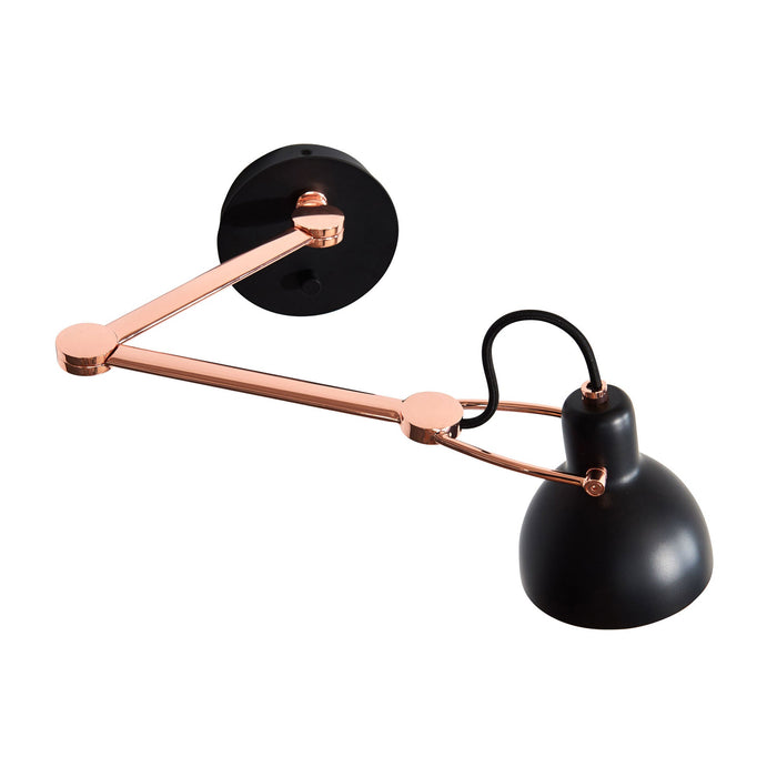 Laito Mini Swing Arm Wall Light in Black/Copper.
