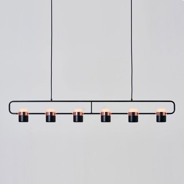 Ling LED Linear Pendant Light in Black/Copper.