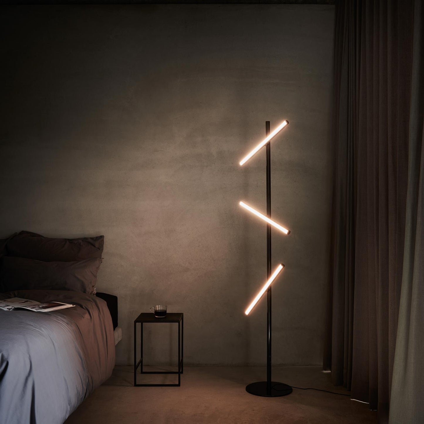 Lisa LED Floor Lamp in bedroom.