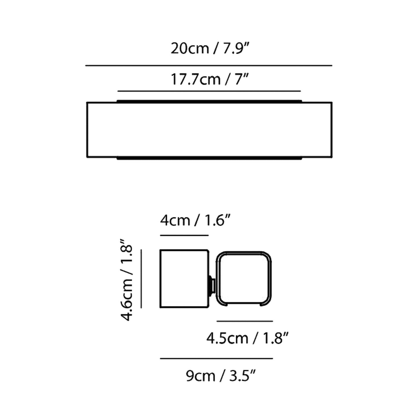 Mumu LED Wall Light - line drawing.