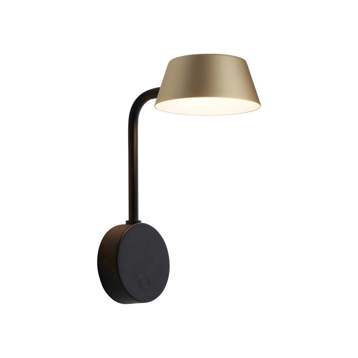 OLO LED Arm Wall Light in Black/Champagne Gold.