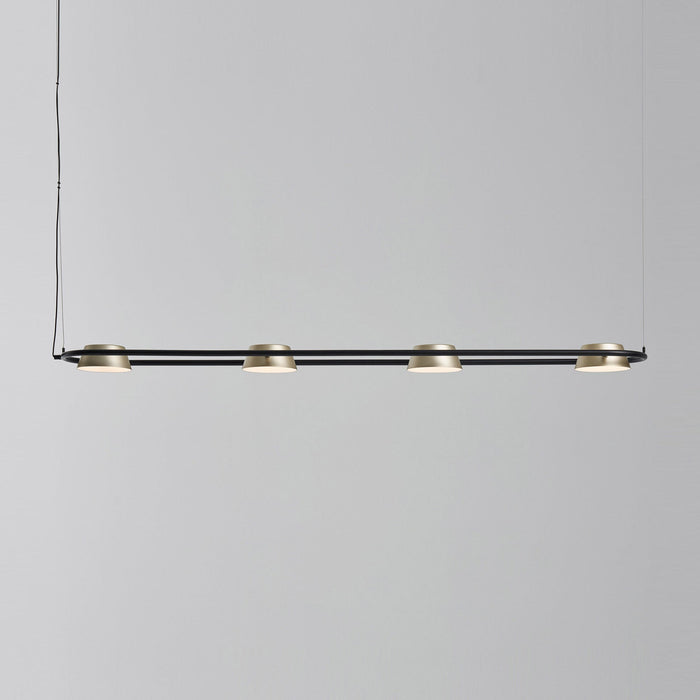 OLO Ring LED Linear Pendant Light in Black/Champagne Gold.