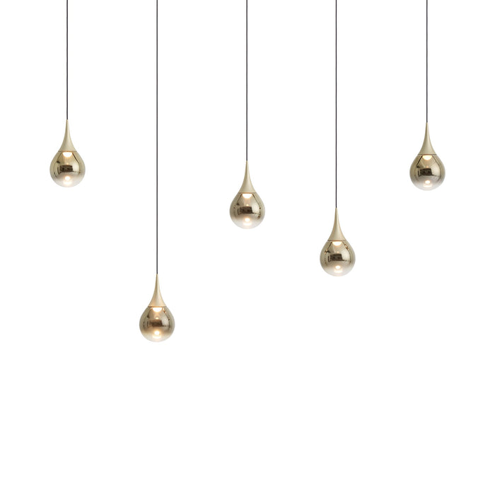 Paopao LED Linear Pendant Light in Champagne Gold (5-Light).