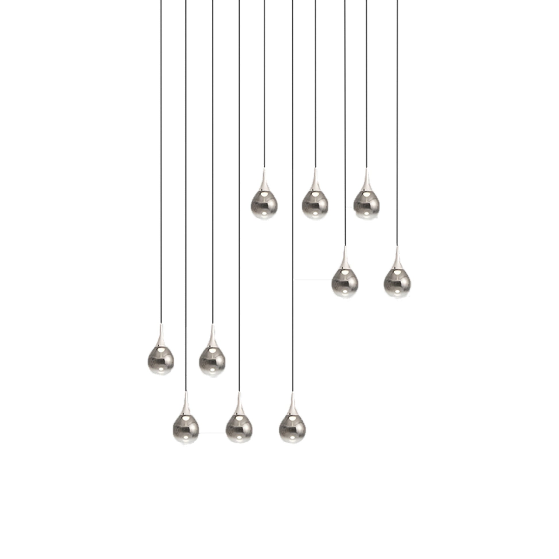 Paopao LED Linear Pendant Light in Chrome (10-Light).