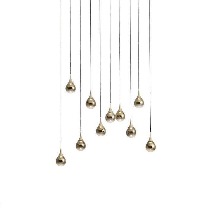 Paopao LED Linear Pendant Light in Champagne Gold (10-Light).