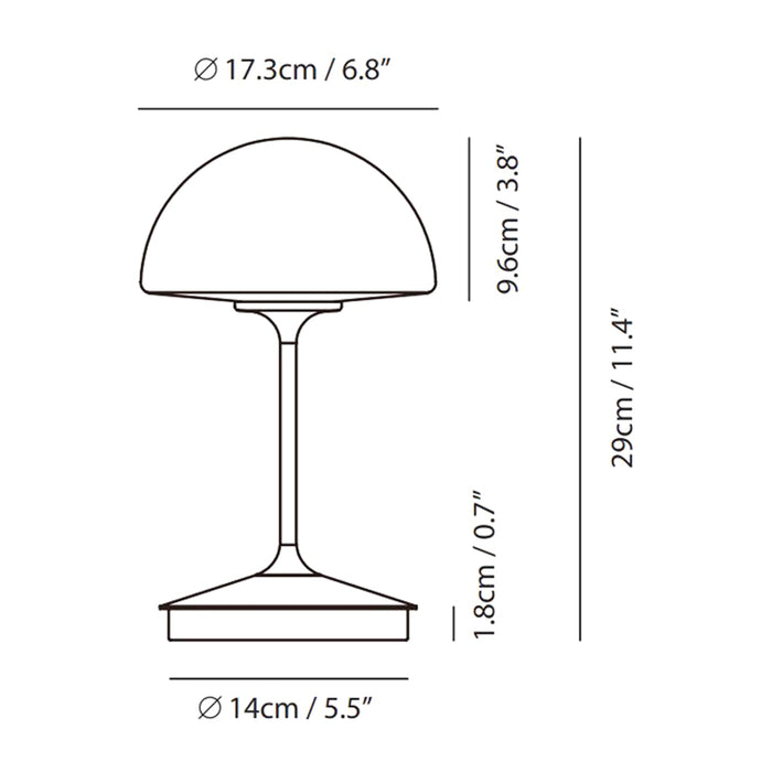 Pensee LED Table Lamp - line drawing.