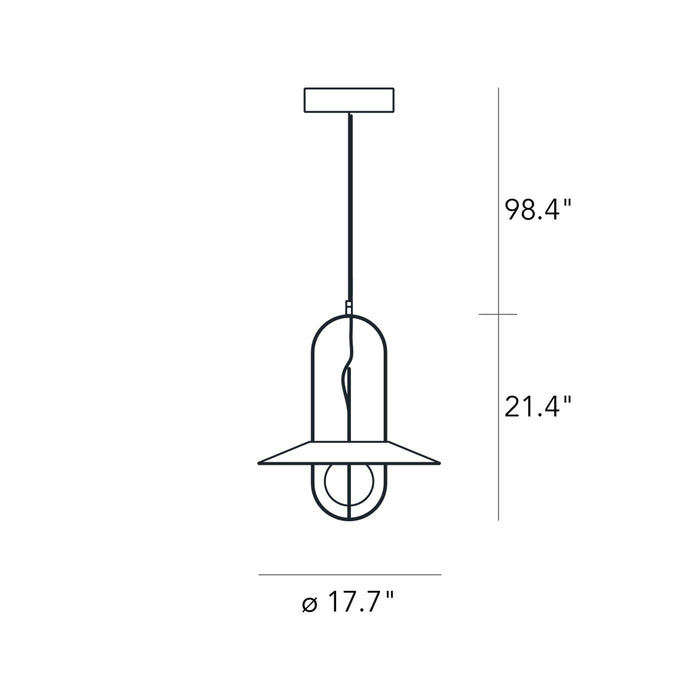 Setareh LED Pendant Light with Diffuser - line drawing.