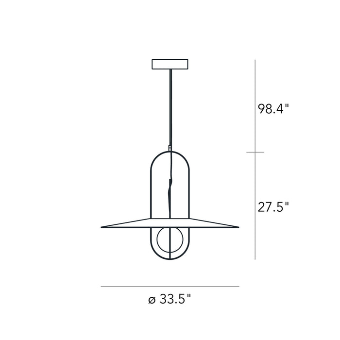 Setareh LED Pendant Light with Diffuser - line drawing.