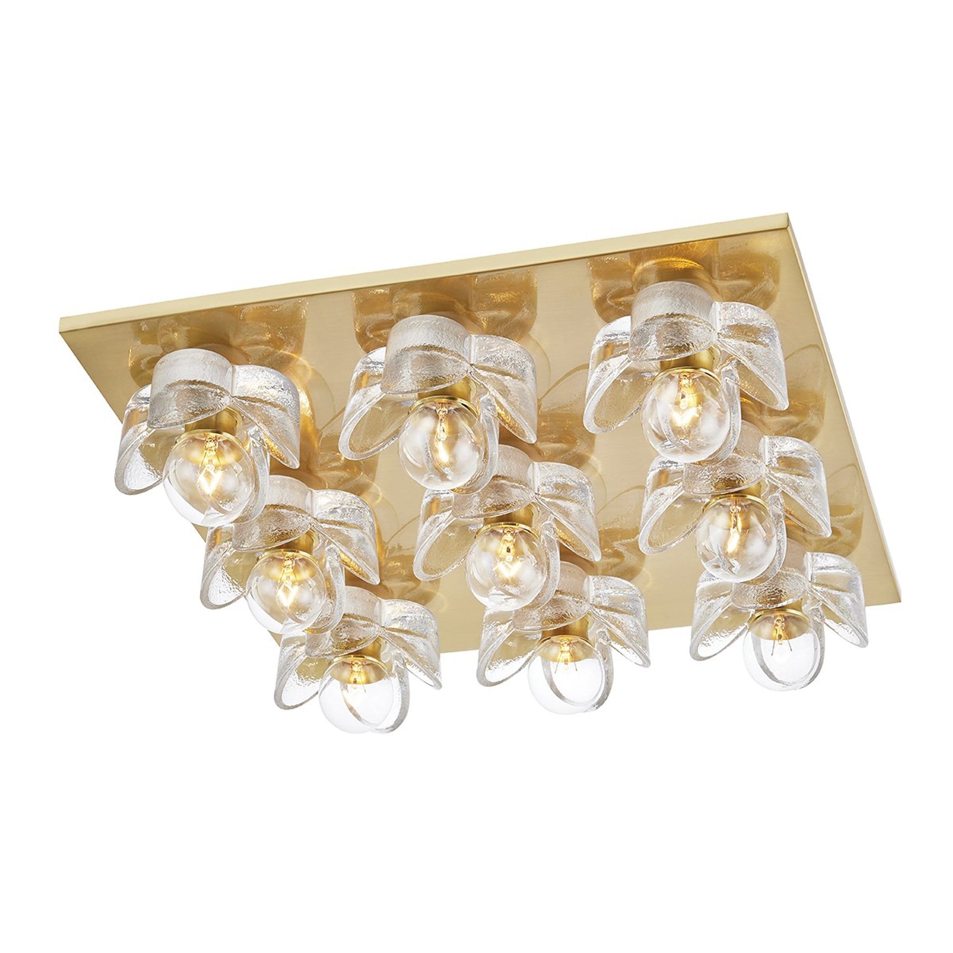Shea Flush Mount Ceiling Light in Aged Brass (9-Light).