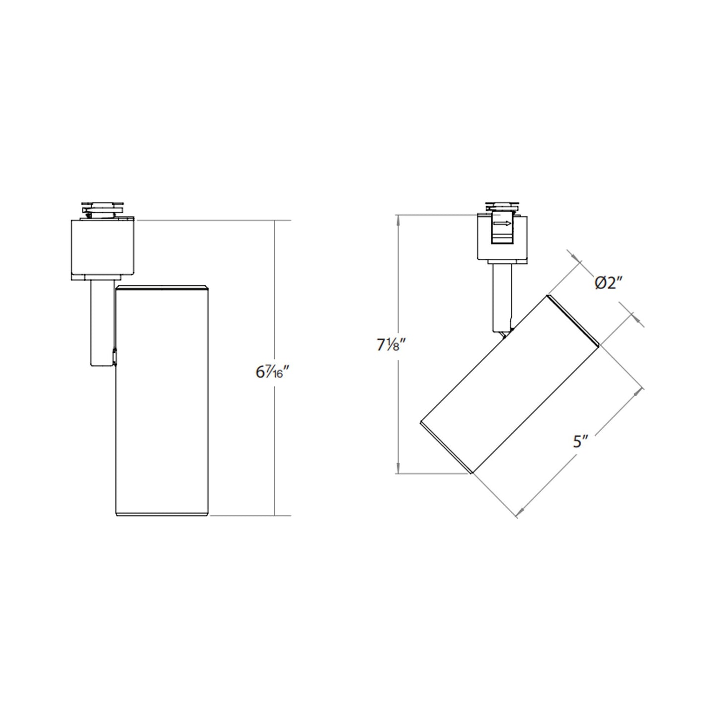 Silo X10 LED Track Head - line drawing.