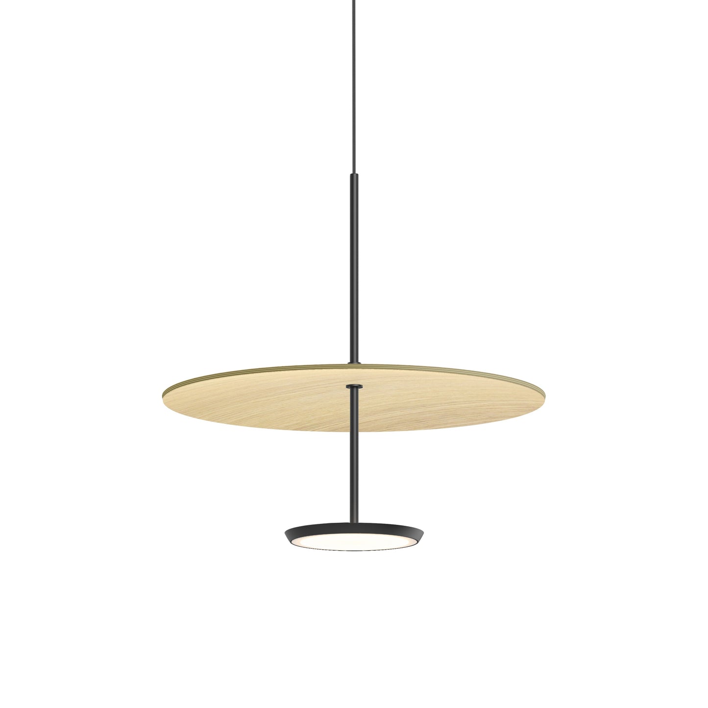 Sky Dome LED Pendant Light in Matte Black White Oak (Small).