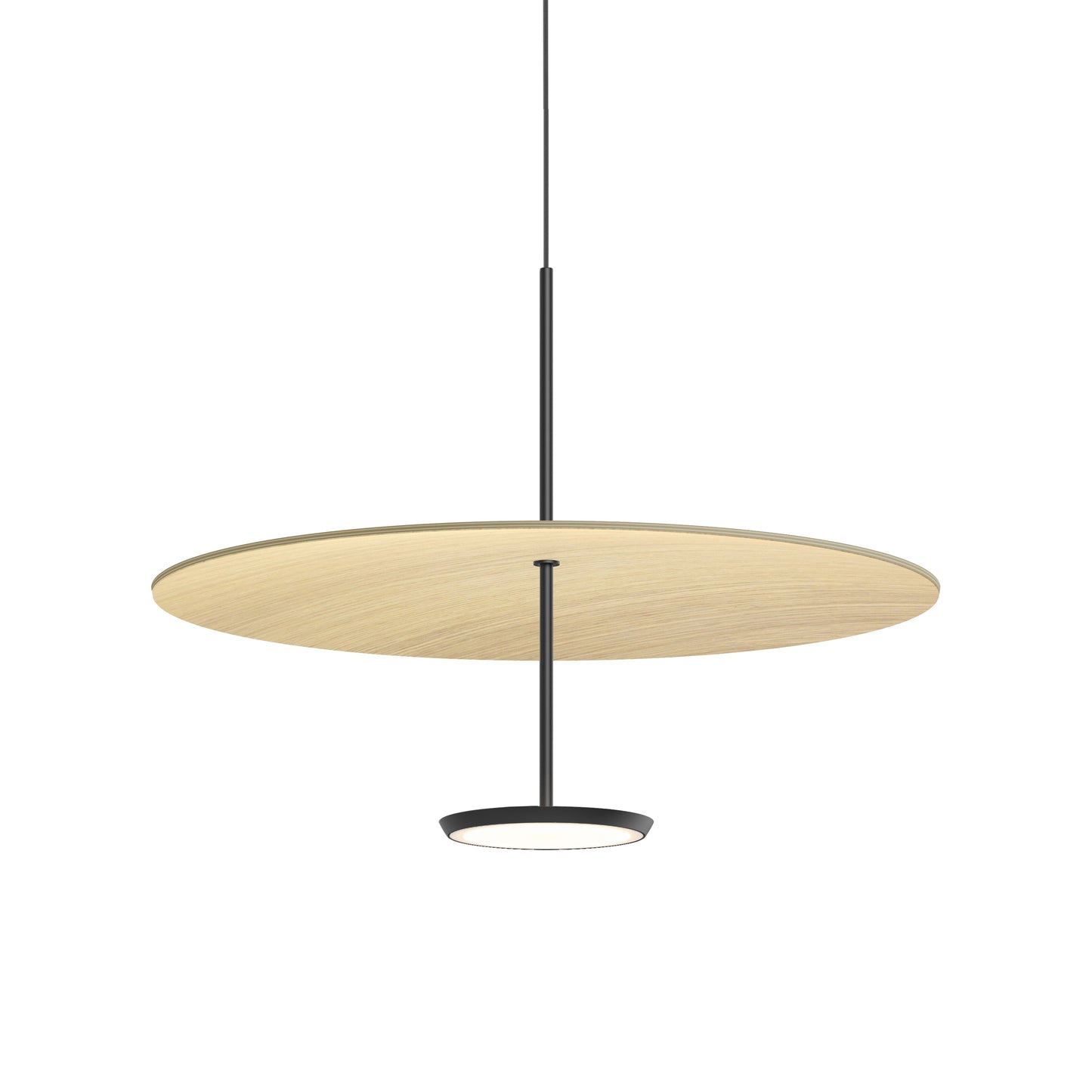 Sky Dome LED Pendant Light in Matte Black White Oak (Medium).