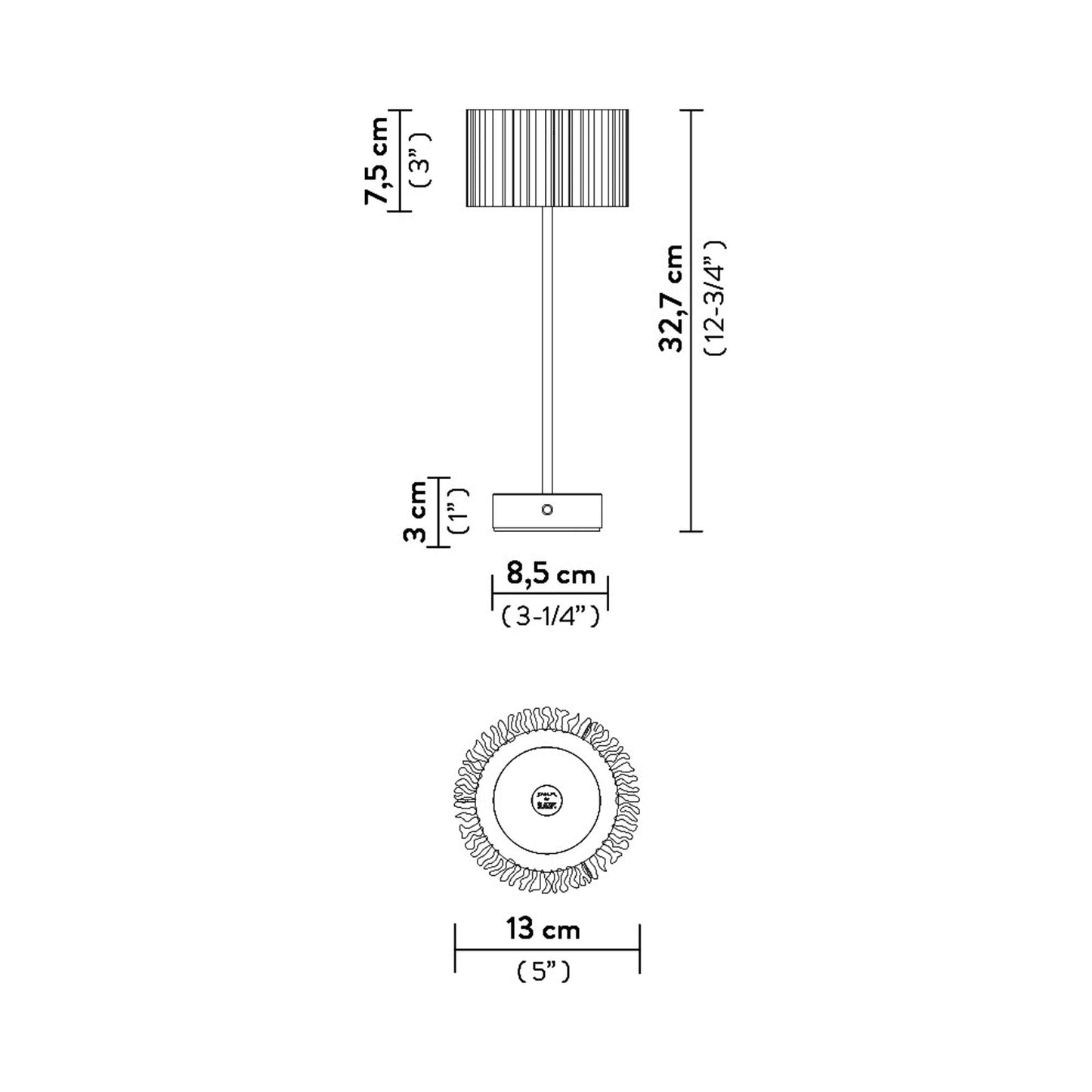 Accordeon Battery LED Table Lamp - line drawing.