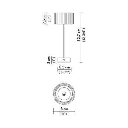 Accordeon Battery LED Table Lamp - line drawing.