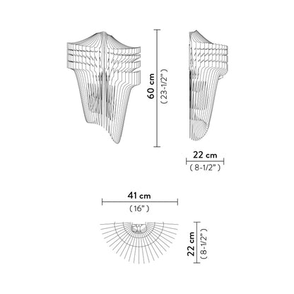 Aria Applique LED Wall Light - line drawing.