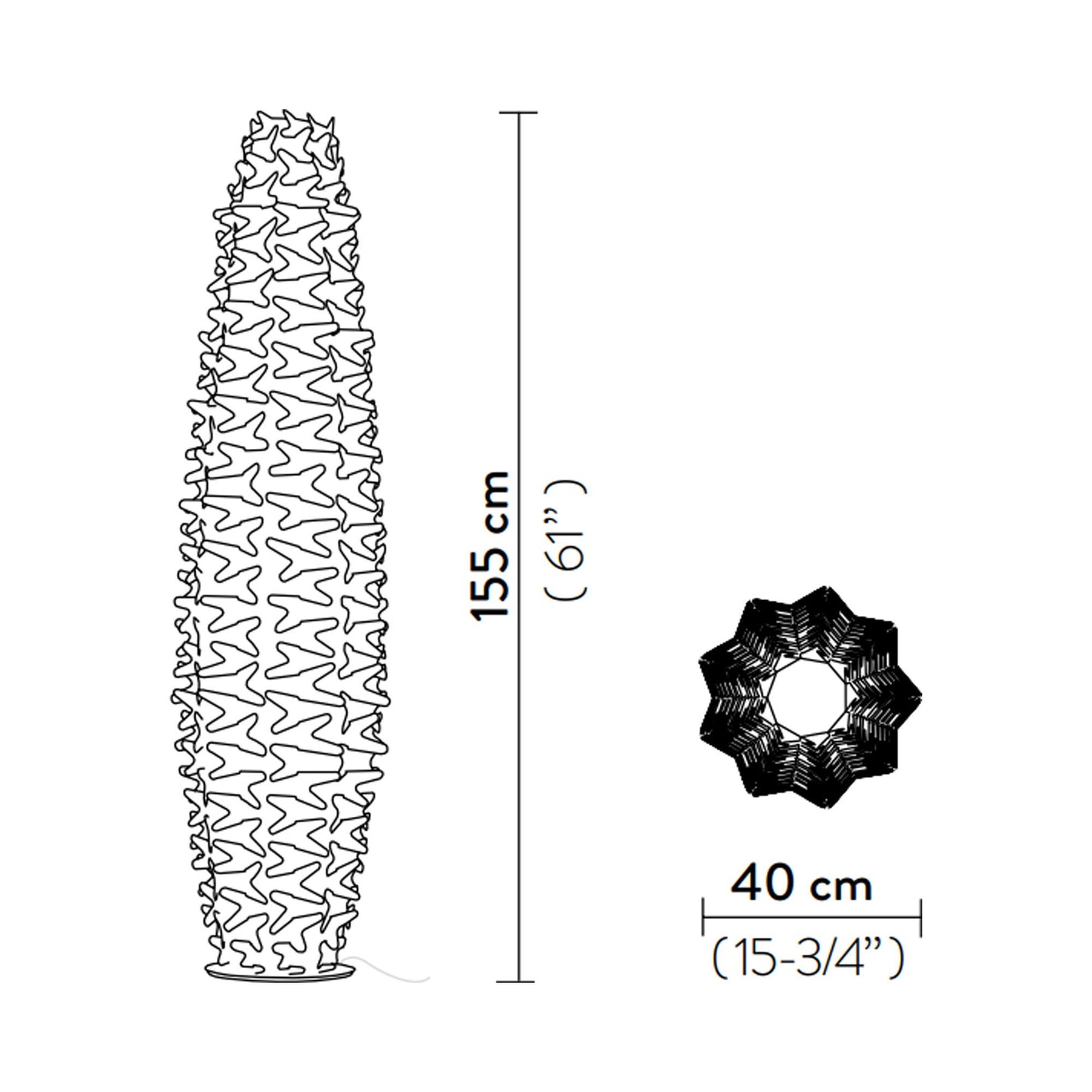 Cactus LED Floor Lamp - line drawing.