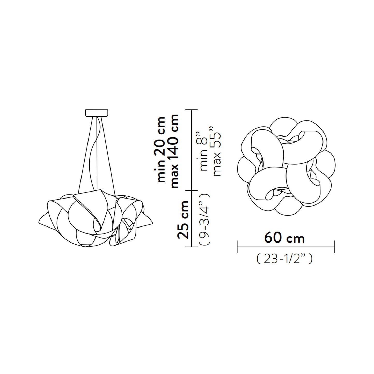 Fabula LED Pendant Light - line drawing.