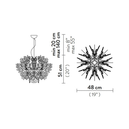 Fiorella LED Pendant Light - line drawing.