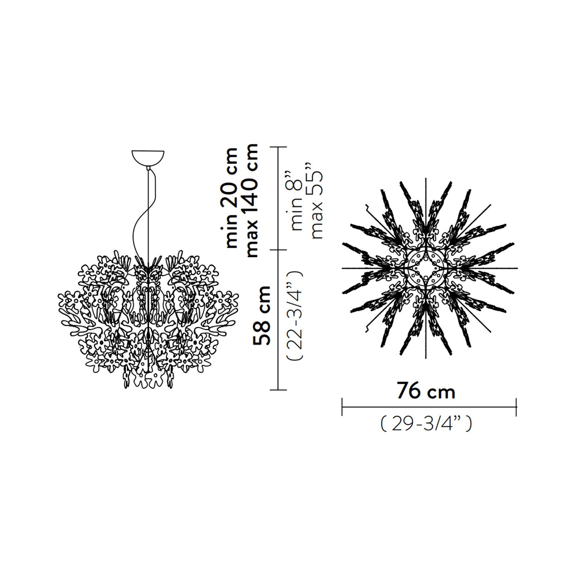 Fiorella LED Pendant Light - line drawing.